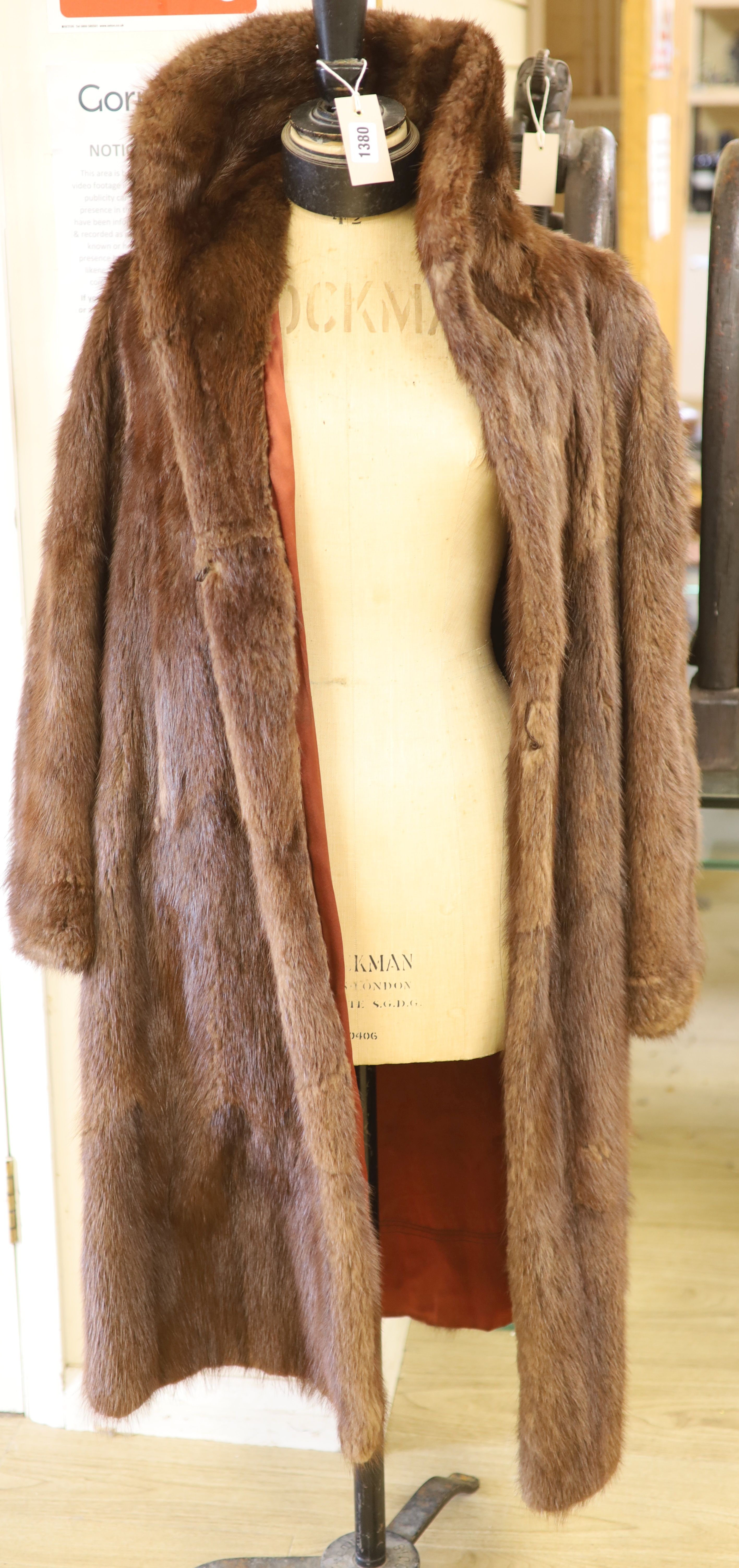 A dark brown mink coat